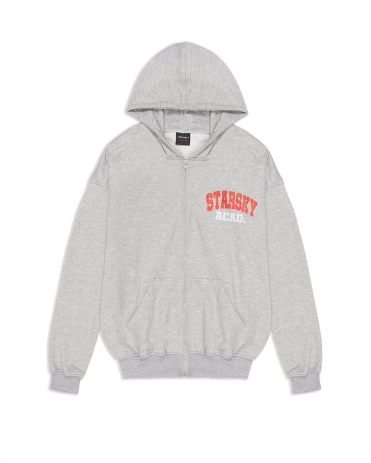 ACADEMY ZIPPED HOODIE (GREY)